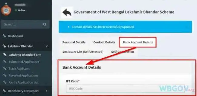 WB Lakshmir Bhandar Scheme Apply Bank Account