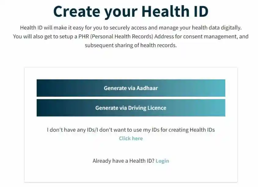 PM Digital Health ID Card Apply