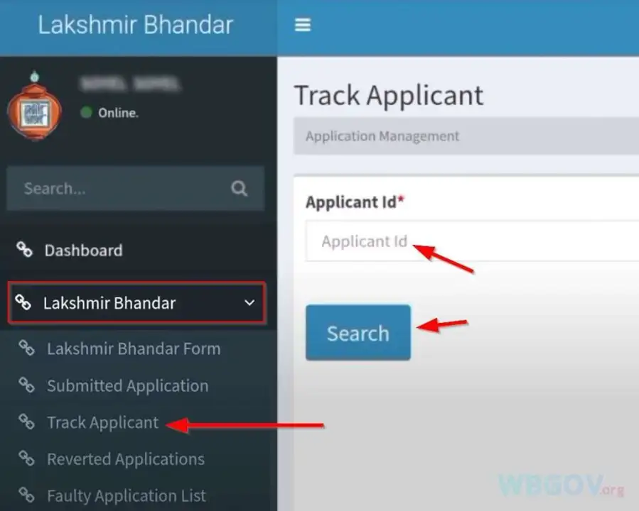 WB Lakshmir Bhandar Online Application Status With Applicant ID